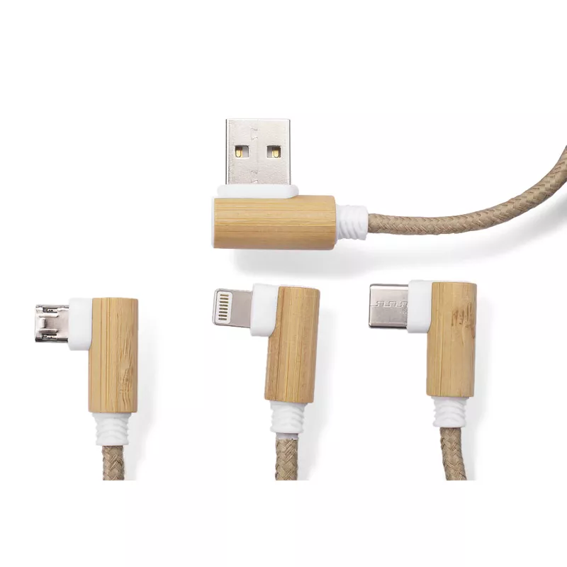 Kabel USB 3 w 1 FLAX - beżowy (09141-17)