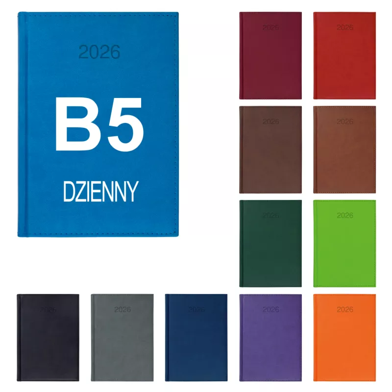 Kalendarz książkowy B5, dzienny, bez registrówi VIVO - różne kolory (KK-BCV-603.D)