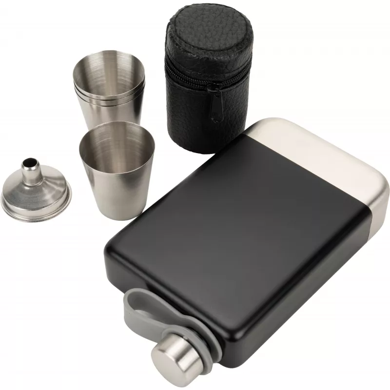 Zestaw piersiówka 266 ml, kieliszki 30 ml i lejek TAHAT Schwarzwolf - czarny (F5001200AJ303)