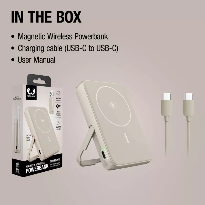 Fresh 'n Rebel Powerbank bezprzewodowy 10000 mAh kompatybilny z MagSafe - beżowy (LT49745-N0055)