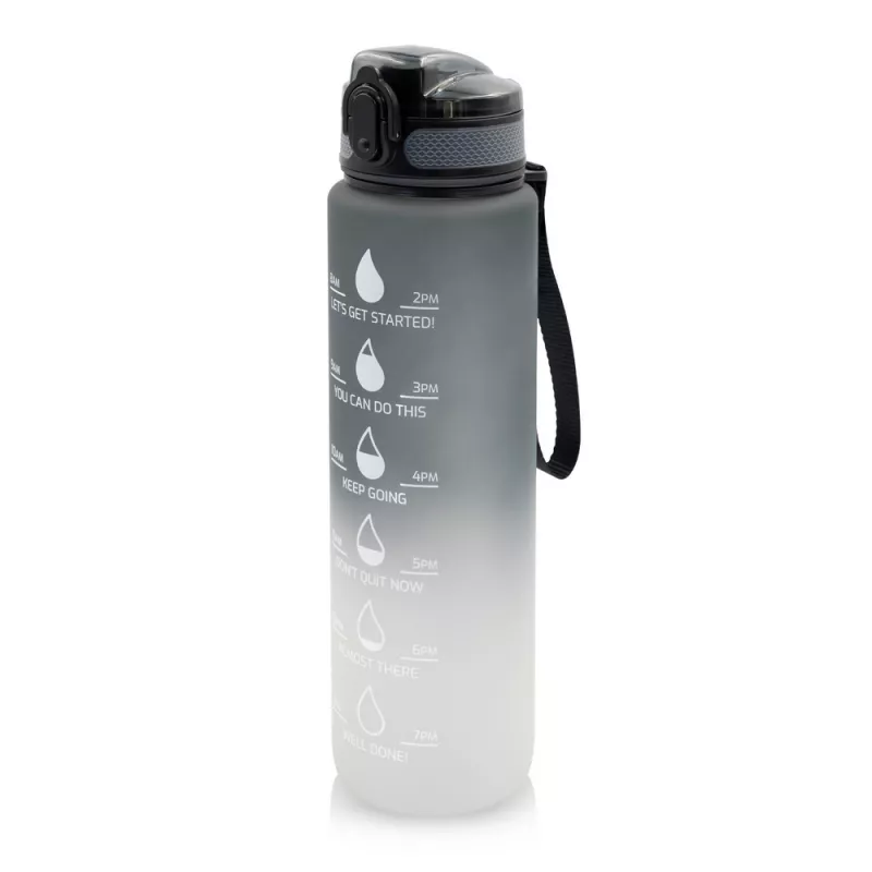 Butelka sportowa 1000 ml Air Gifts z miarką motywacyjną | Kayleigh - szary (V2144-19)