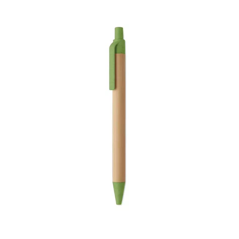 Długopis bambusowy z końcówkami ze słomy ITEA COLOUR - Zielony (MO2635-09)