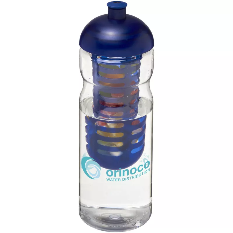 Bidon H2O Base® z wypukłym wieczkiem o pojemności 650 ml z możliwością przyrządzania wody smakowej - Niebieski-Przezroczysty (21004801)