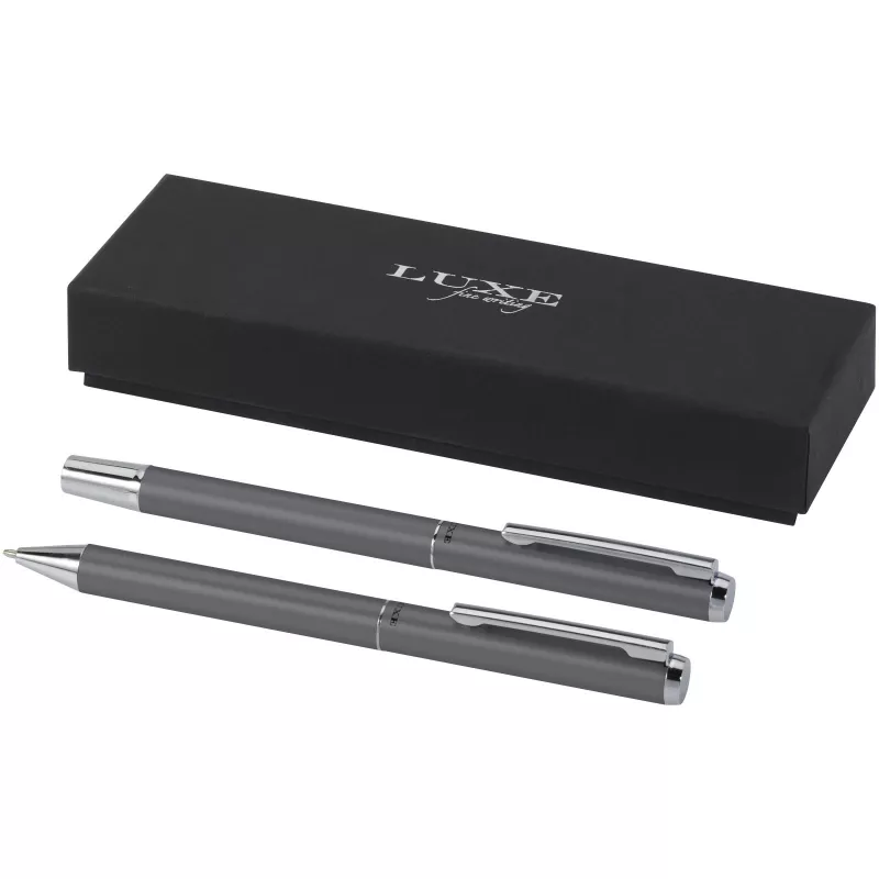 Lucetto zestaw upominkowy obejmujący długopis kulkowy z aluminium z recyklingu i pióro kulkowe - Szary (10783882)