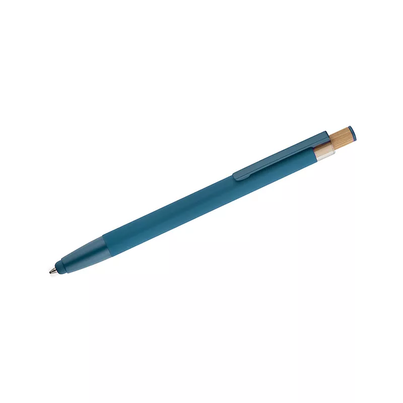 Długopis z recyklingowanego aluminium z  wykończeniem soft touch ALPEN - niebieski (19827-03)