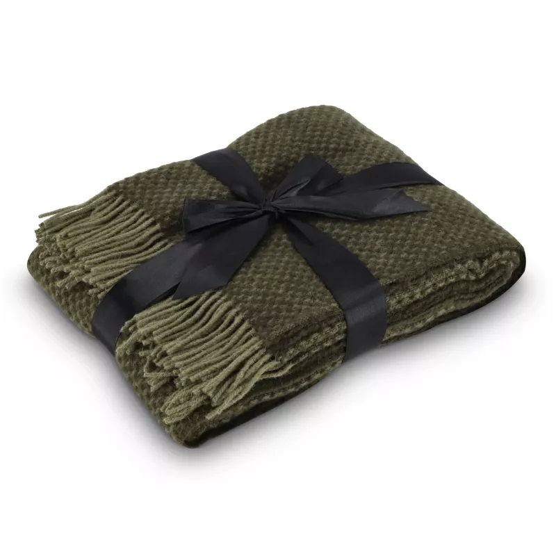 Sagaform Ulli dot Kocyk wykonany w 100% z wełny nowozelandzkiej  - ciemnozielony (LT52400-N0030)