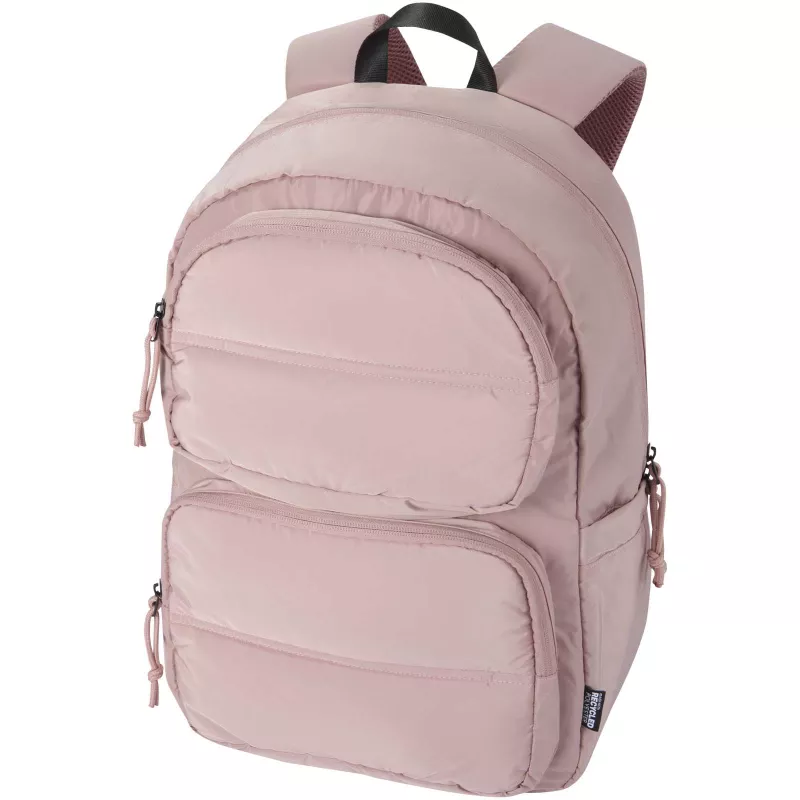Puffer plecak na laptopa o przekątnej 15,6 cali o pojemności 18 l wykonany z materiałów z recyclingu z certyfikatem GRS - Dusty Pink (13011470)