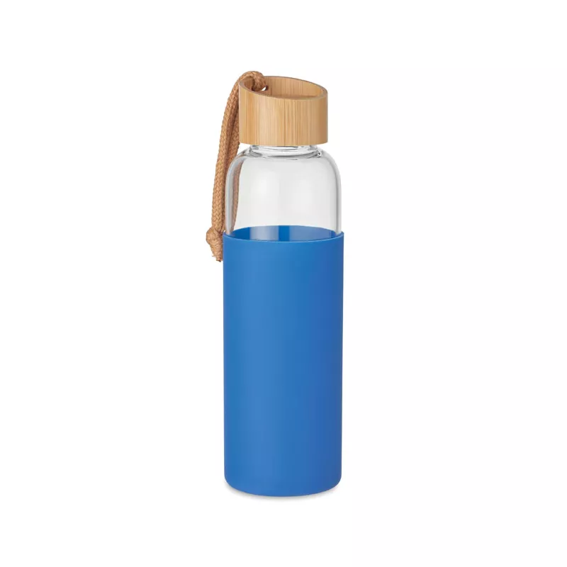 Butelka szklana 500 ml w silikonowym etui CHAI - Niebieski (MO6845-37)
