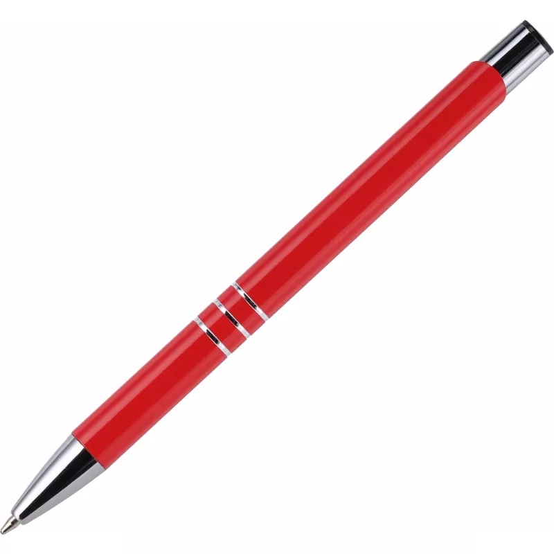 Czerwony długopis metalowy z trzema chromowanymi ringami idealne pod grawer reklamowy