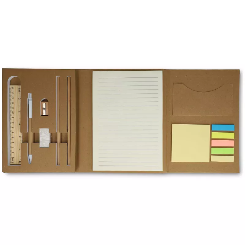 Trzyczęściowy zestaw piśmienniczy z papierową okładką o gramaturze 120 g/m² - naturalny-t (LT90868-N0094)