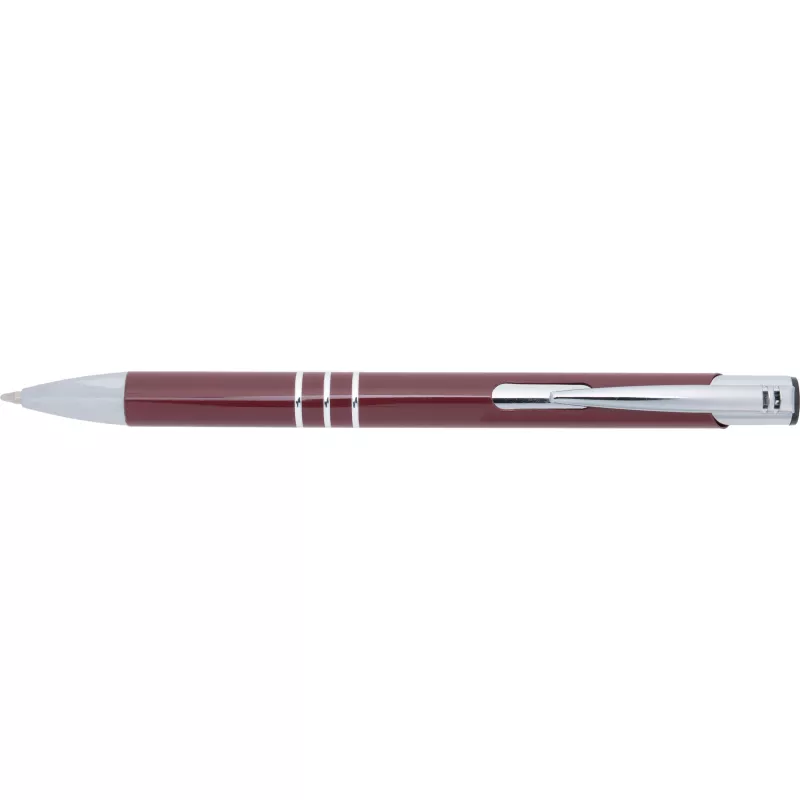 Bordowy długopis metalowy z trzema chromowanymi ringami idealne pod grawer reklamowy