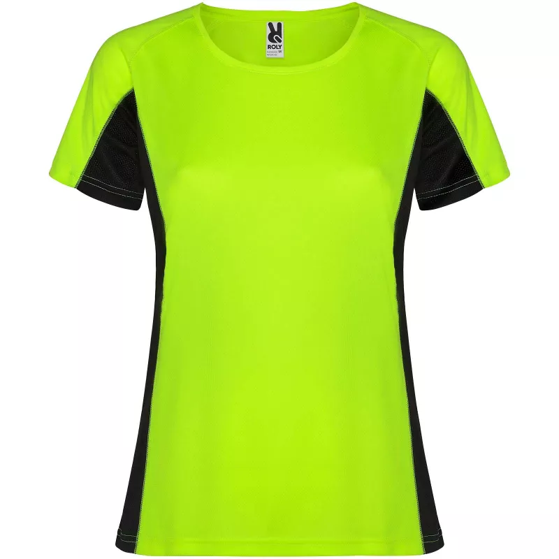 Shanghai sportowa koszulka damska z krótkim rękawem - Czarny-Fluor Green (R6648-BLACK-FLGREEN)