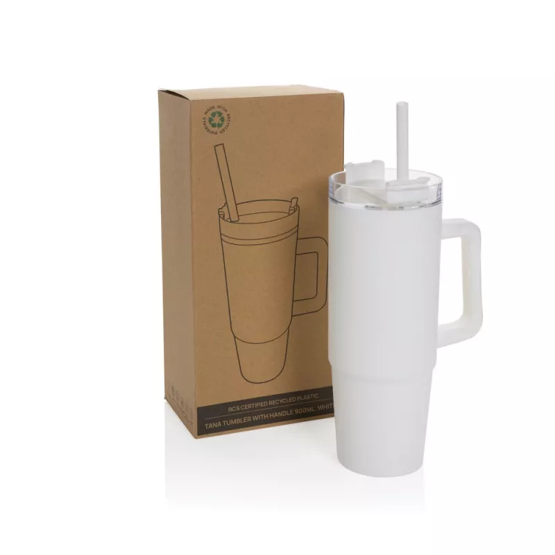 Kubek podróżny 900 ml Tana, plastik z recyklingu - biały (P437.103)