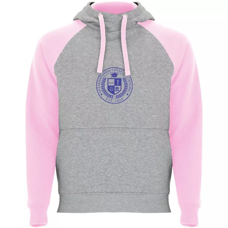 Badet dziecięca dwukolorowa bluza z kapturem - Jasnoróżowy-Szary melanż (K1058-H_GREY-L_PINK)