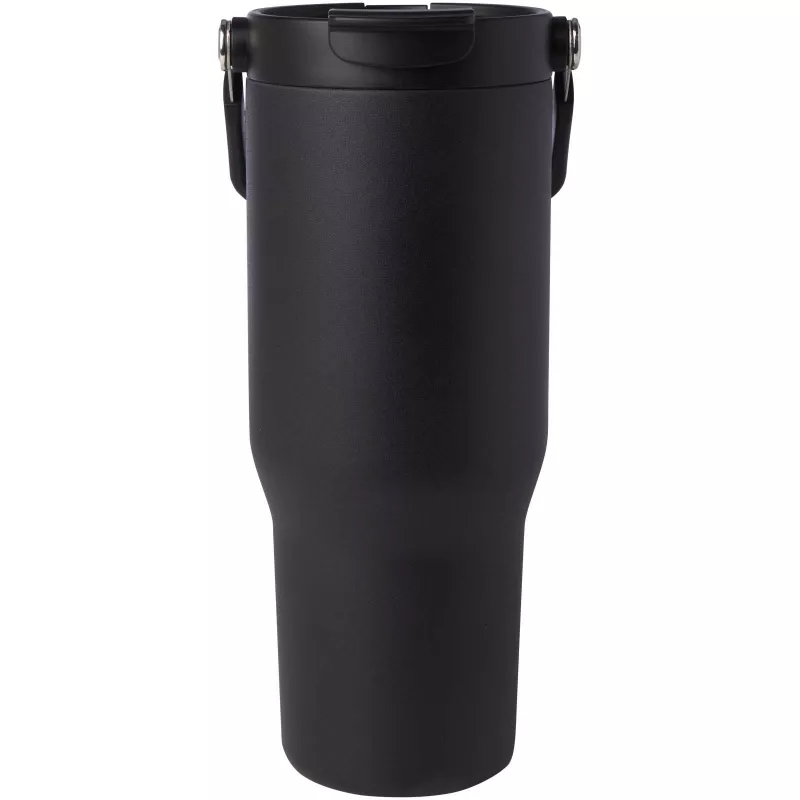 Kubek Bronx o pojemności 900 ml, z izolacją próżniową, wykonany ze recyklingowanej stali nierdzewnej z certyfikatem RCS i z miedzi, z wielofukncyjną zakrętką - Czarny (10086490)
