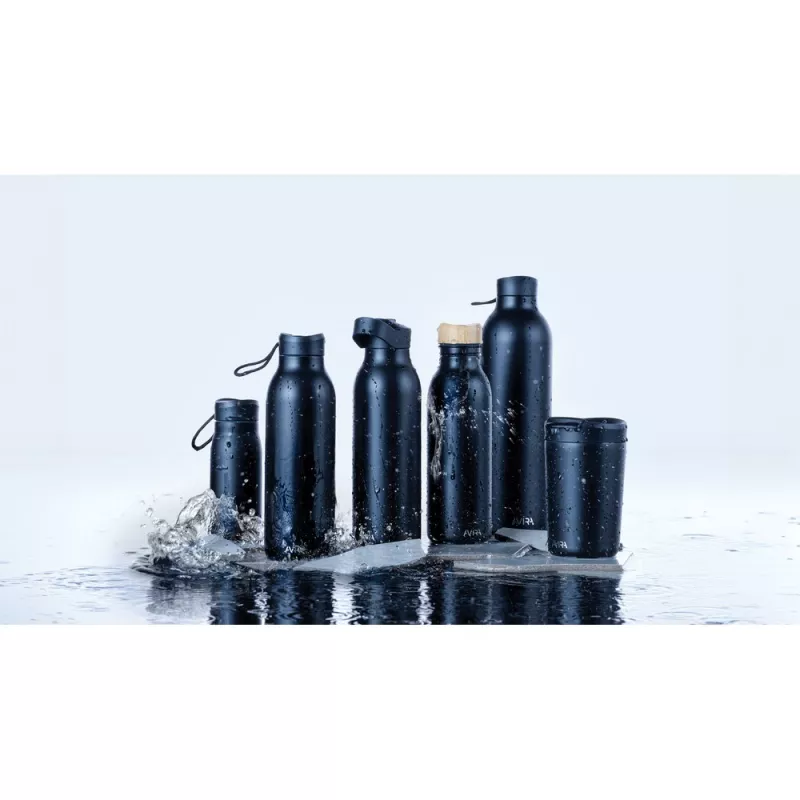 Butelka sportowa 600 ml Avira Alcor, stal nierdzewna z recyklingu - czarny (P438.061)