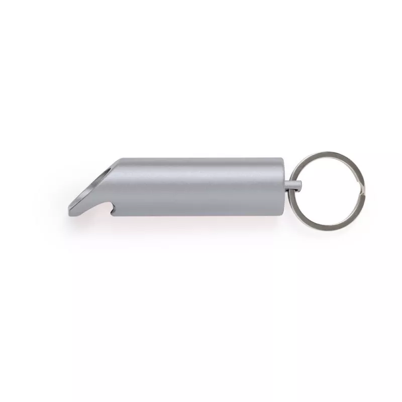 Brelok do kluczy z aluminium z recyklingu, otwieracz do butelek, lampka LED - srebrny (V2106-32)