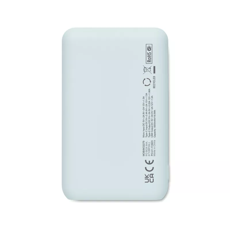 Powerbank 5000 mAh z ABS z recyklingu POWER52C - Baby Blue (MO2279-66)