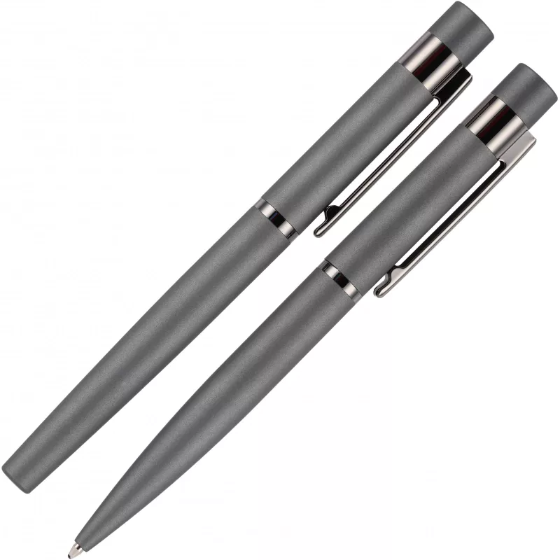 Zestaw piśmienny długopis i pióro kulkowe soft touch PORTO VEHLO MoLu - ciemnoszary (516777)