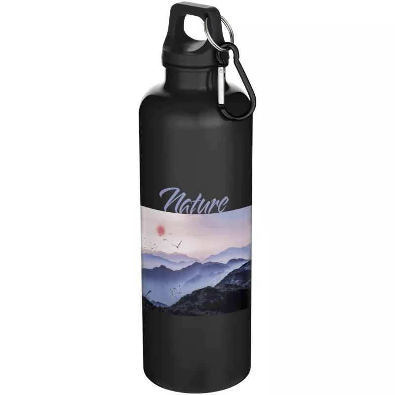 Oregon butelka na wodę o pojemności 750 ml z w jednolitym kolorze z karabińczykiem, wykonana z tworzyw sztucznych pochodzących z recyklingu z certyfikatem RCS   - Czarny (10087890)