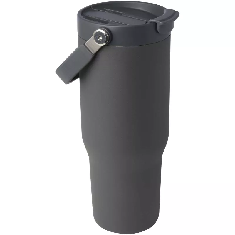 Kubek Bronx o pojemności 900 ml, z izolacją próżniową, wykonany ze recyklingowanej stali nierdzewnej z certyfikatem RCS i z miedzi, z wielofukncyjną zakrętką - Szary (10086482)