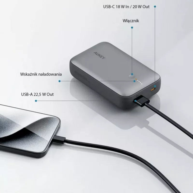 Power bank 20000 mAh Aukey - grafitowy (VAM14-15)