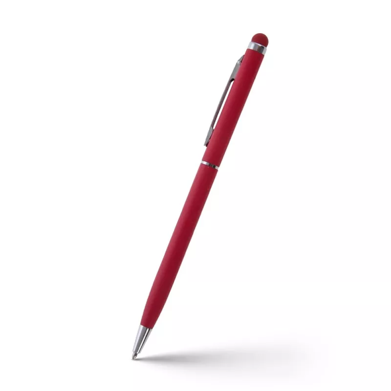 Długopis metalowy matowy z touch pen-em | Dennis - czerwony (V1637-05)