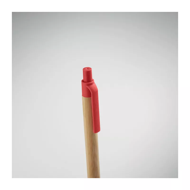 Długopis bambusowy z końcówkami ze słomy ITEA COLOUR - Czerwony (MO2635-05)