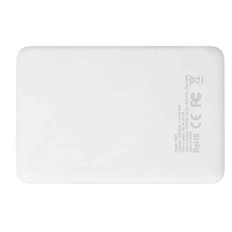 Powerbank Zenith USB-C z funkcją Power Delivery R-ABS 5000 mAh - biały (LT95511-N0001)