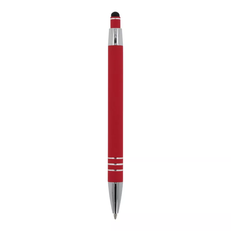 Długopis metalowy gumowany z touch penem Athens - czerwony (LT87781-N0021)