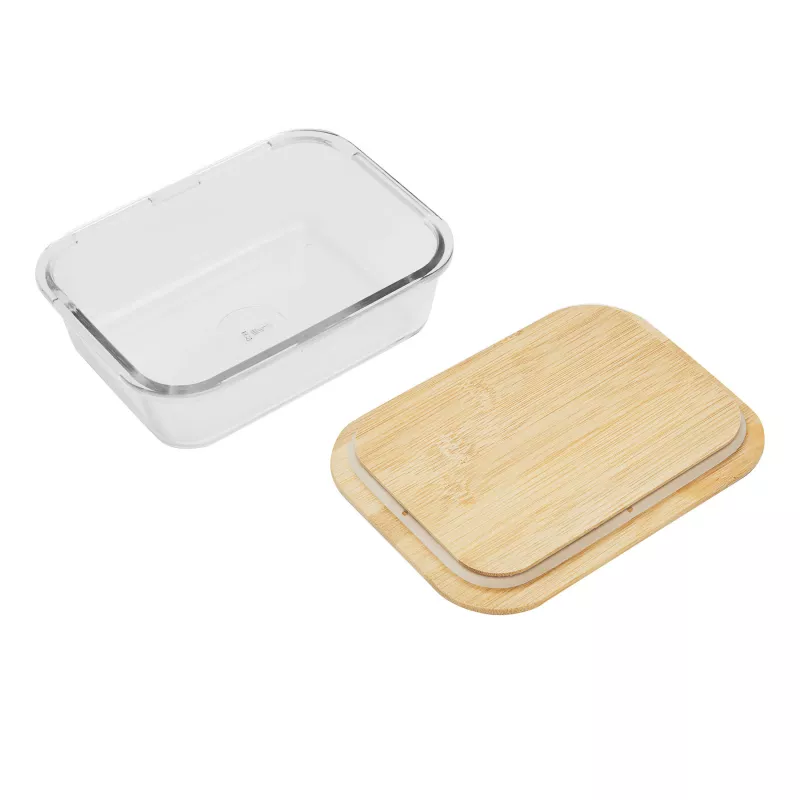 Pudełko na lunch z bambusową pokrywką : pojemność ok. 350 ml - transparentny (56-0306028)