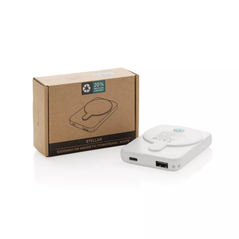 Magnetyczny bezprzewodowy power bank 5000 mAh, 5W Stellar - biały (P322.5903)