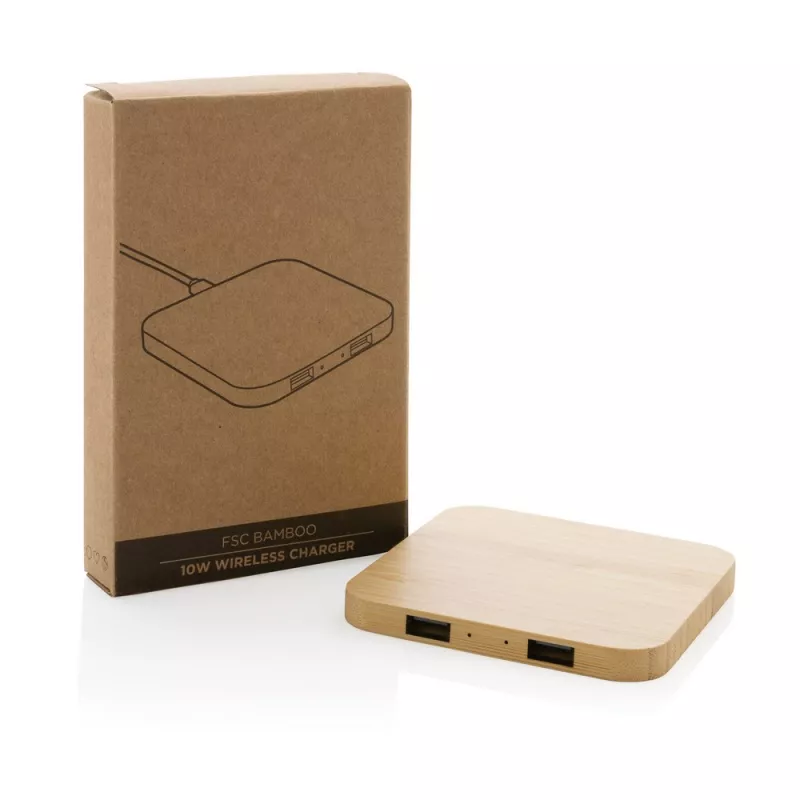 Bambusowa ładowarka bezprzewodowa 10W - brązowy (P308.379)