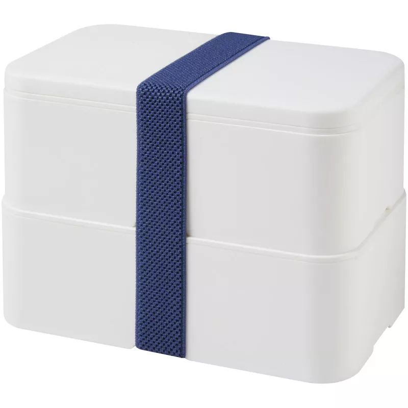 Dwupoziomowe pudełko na lunch 2 x 700 m MIYO - Biały-Granatowy (21047007)