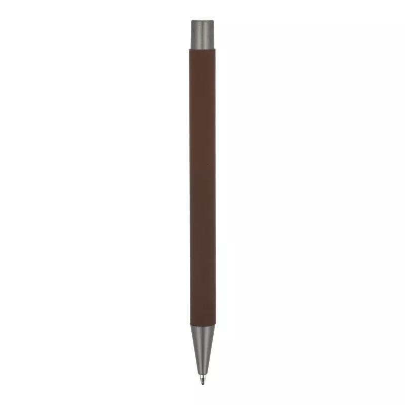 Aluminiowy długopis z eleganckim wykończeniem soft touch New York - ciemnobrązowy (LT87767-N0050)