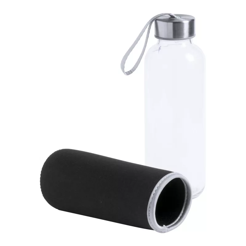 Butelka szklana w futerale Dokath 420 ml - czarny (AP781675-10)