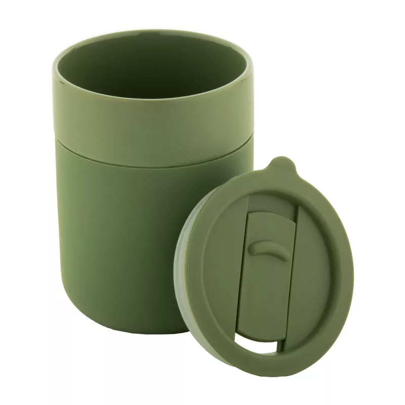 Ceramiczny kubek podróżny pokryty silikonem 300 ml Liberica - zielony (AP800549-07)