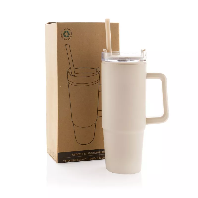 Kubek podróżny 900 ml Tana, plastik z recyklingu - beżowy (P437.1019)