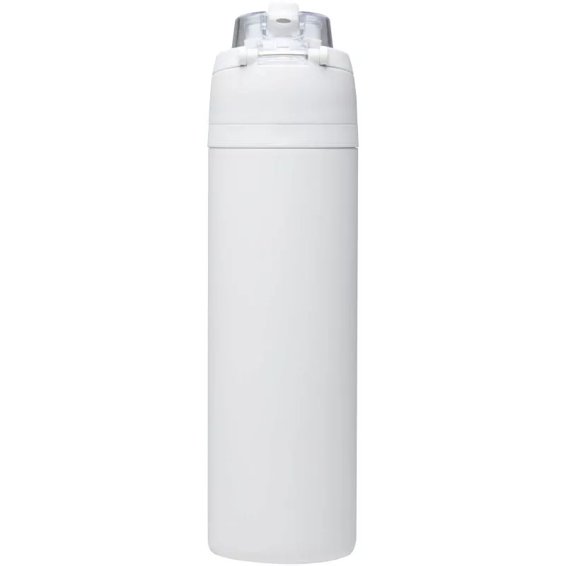 Bidon na wodę Theron 800 ml z jednowarstwowej stali nierdzewnej pochodzącej z recyklingu, certyfikowanej zgodnie z RCS, z pok - Biały (10095101)