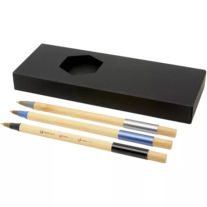 Kerf 3-częściowy zestaw bambusowych długopisów - Czarny-Piasek pustyni (10777990)