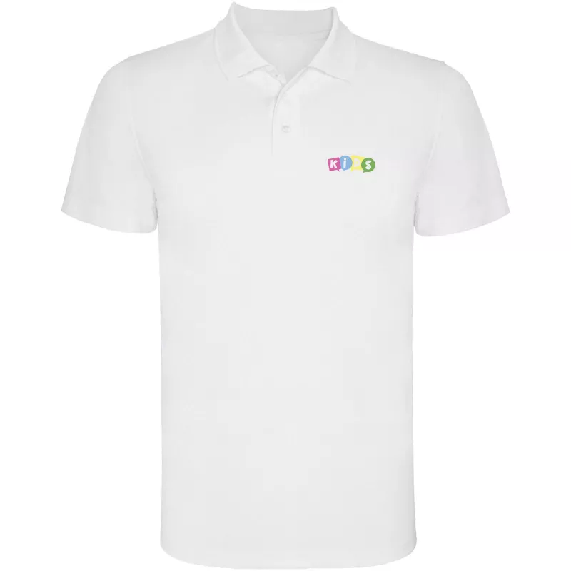 Dziecięca sportowa koszulka polo z poliestru 150 g/m² ROLY MONZHA  - Biały (K0404-WHITE)