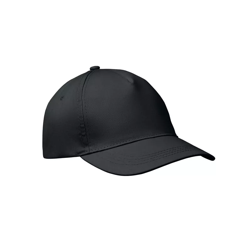 Czapka z daszkiem 5-panelowa z bawełny 160 g/m² BUZZ - Czarny (MO1447-03)