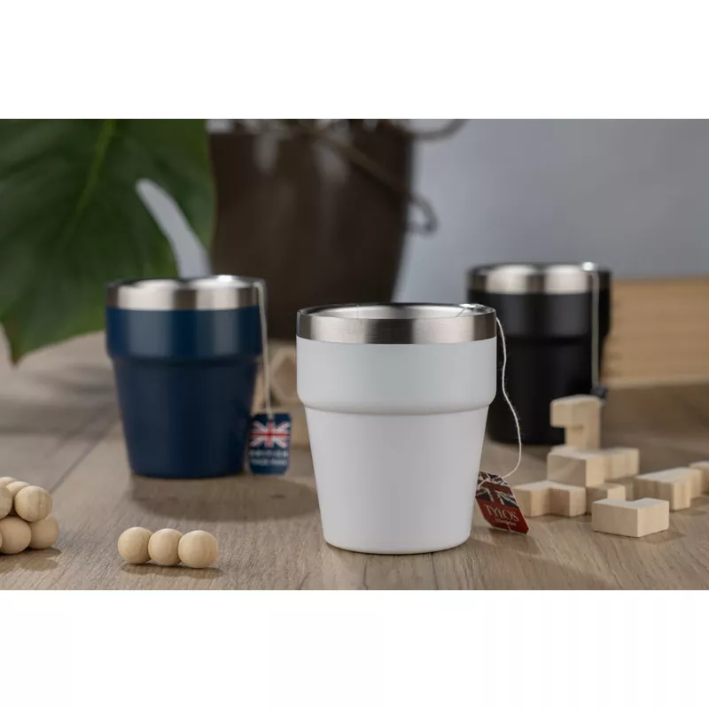 Kubek z recyklingowanej stali nierdzewnej MAKEL 300 ml - biały (16404-01)