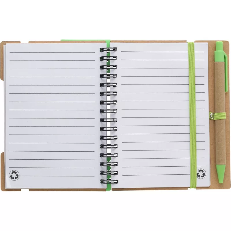 Zestaw do notatek, notatnik, długopis, linijka, karteczki samoprzylepne - jasnozielony (V2991-10)