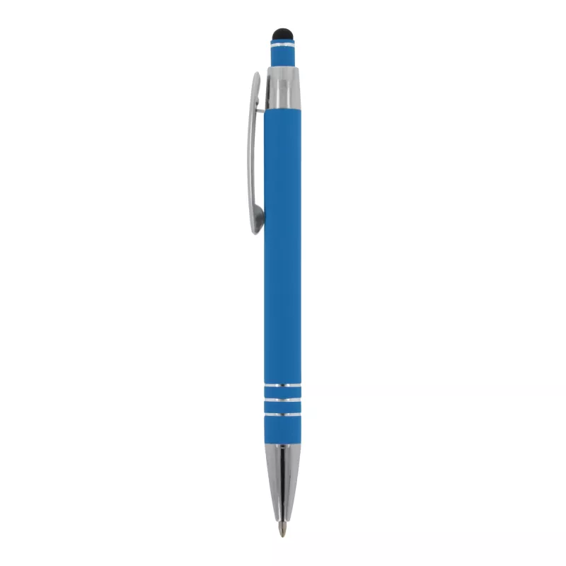 Długopis metalowy gumowany z touch penem Athens - jasnoniebieski (LT87781-N0012)