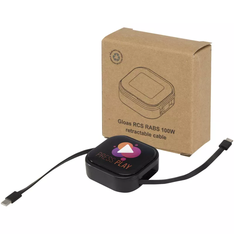 Gloas kabel 5-w-1 z recyklingu do synchronizacji danych z funkcją szybkiego ładowania 100 W i zestawem narzędzi do smartfonów - Czarny (12444890)