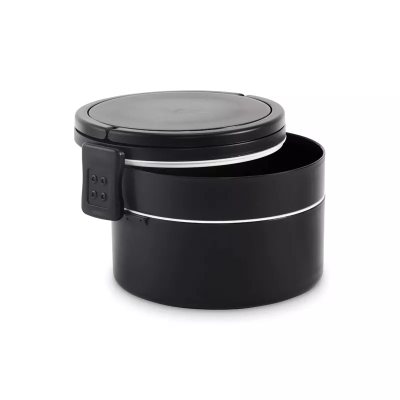 Lunchbox okrągły dwupoziomowy z PP 950 ml ENSALA - Czarny (MO2902-03)