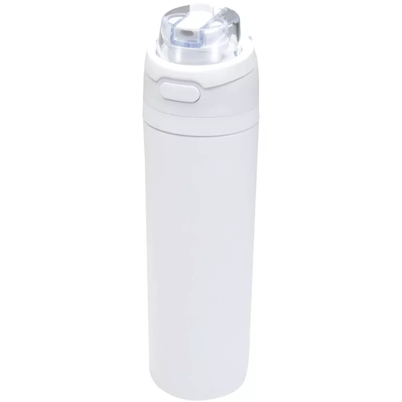 Bidon na wodę Theron 800 ml z jednowarstwowej stali nierdzewnej pochodzącej z recyklingu, certyfikowanej zgodnie z RCS, z pok - Biały (10095101)