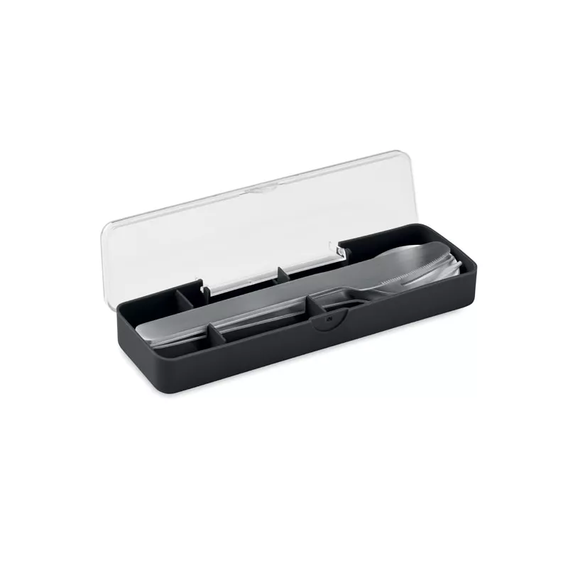 Zestaw sztućców stalowych w etui MESTECK - Czarny (MO2677-03)