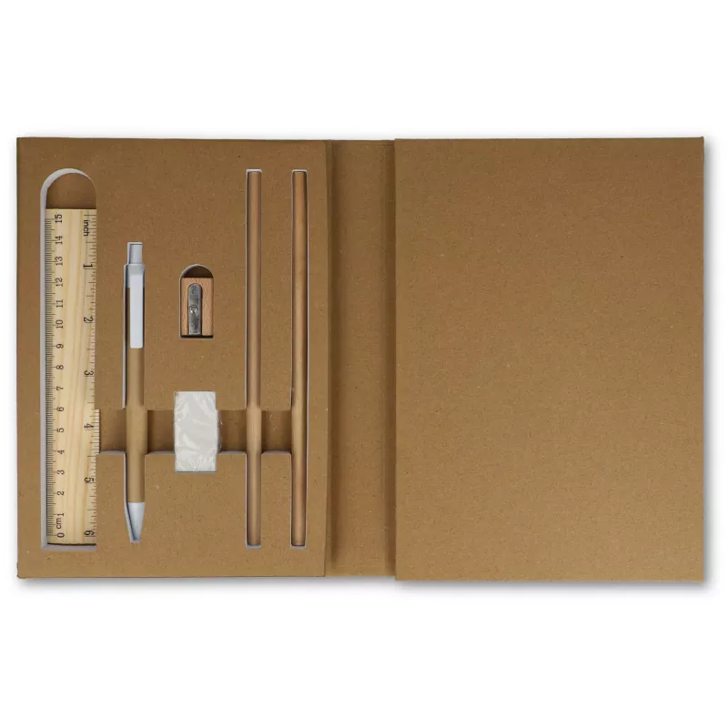 Trzyczęściowy zestaw piśmienniczy z papierową okładką o gramaturze 120 g/m² - naturalny-t (LT90868-N0094)
